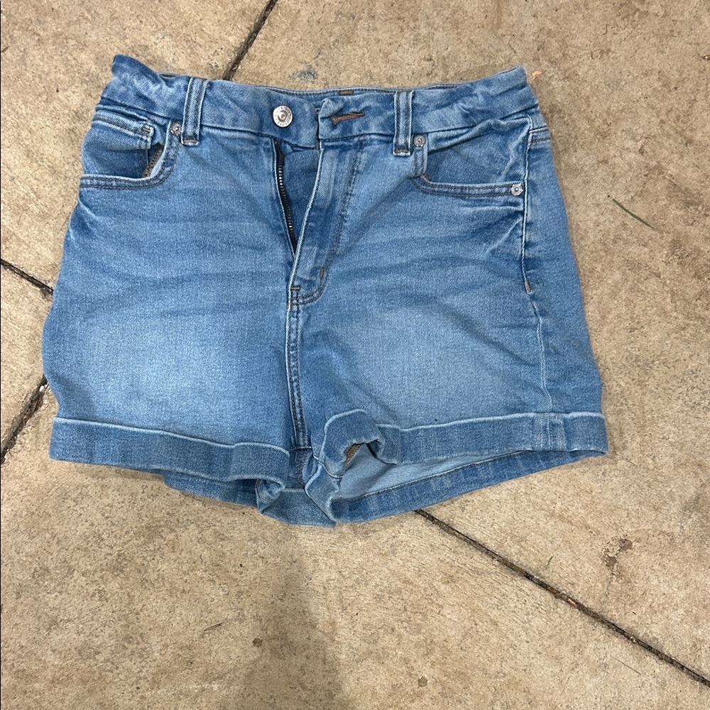 American Eagle Outfitters Light Blue Roll-Hem Denim Shorts